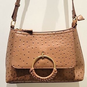 CARLOS by CARLOS SANTANA brown faux ostrich leather crossbody